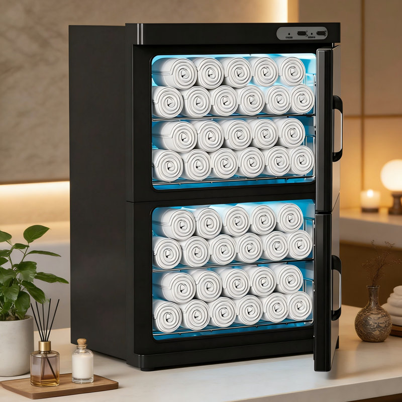 46L Freestanding Towel Warmer Cabinet Metal Modern Fast Heating, Black