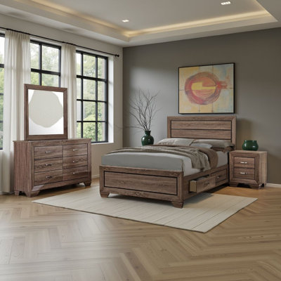 Bello 4 Piece Bedroom Set Storage Bed Washed