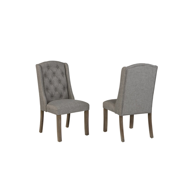 Chaises de salle à manger à oreilles avec dossier capitonné, Gris