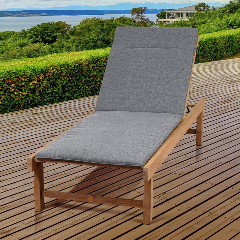 Medrano Outdoor Teak Wood Chaise Lounge , Cushion Included