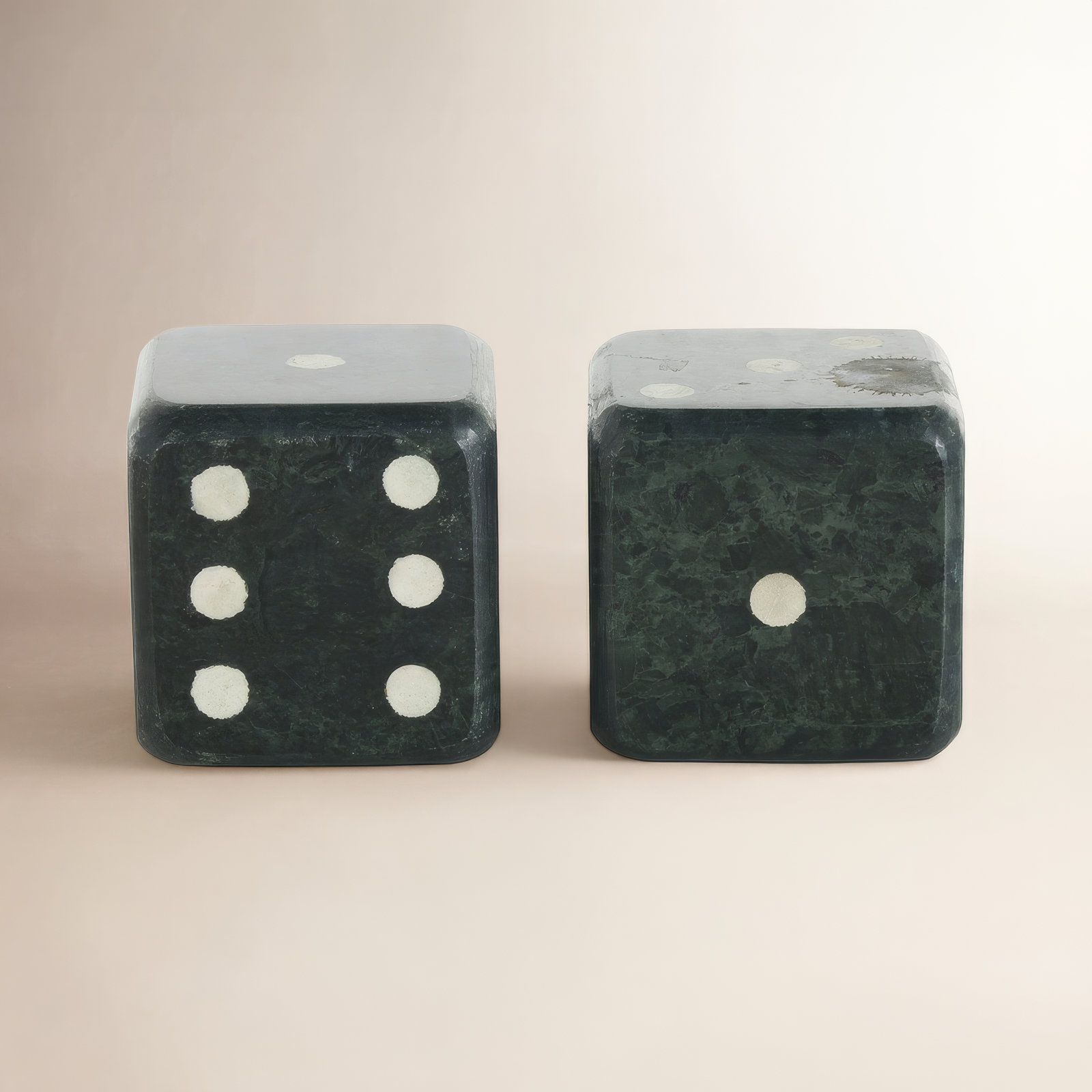 Olena Genuine Marble Decorative Bookends, Green/White