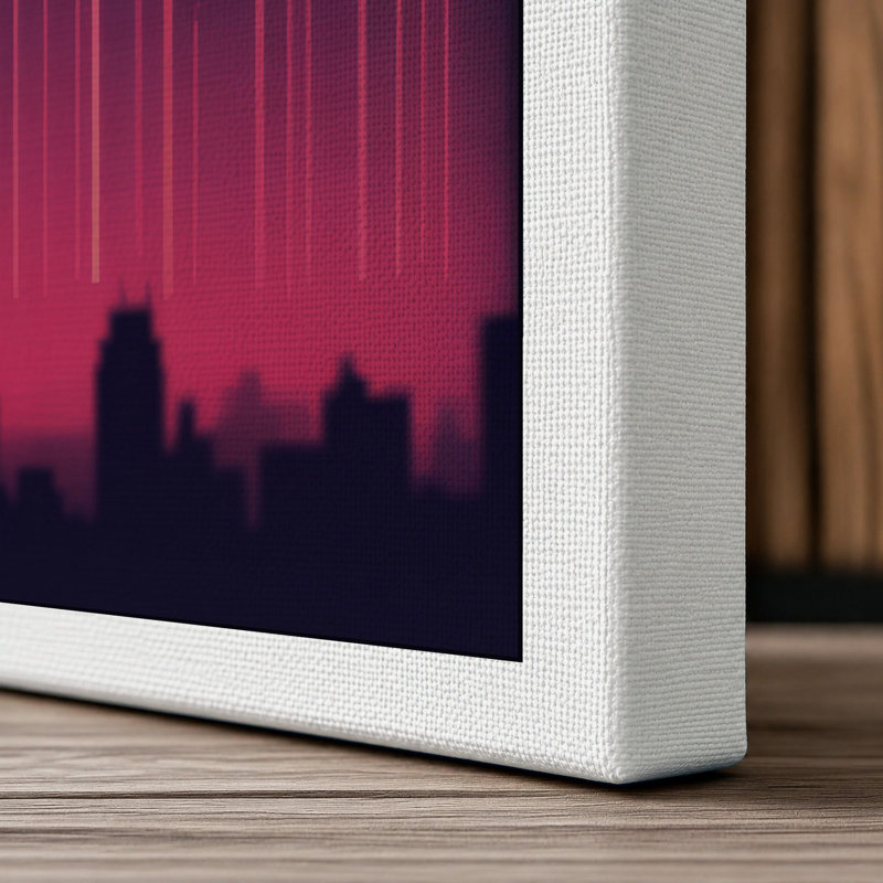 Neon Skyline Modern - Wrapped Canvas, White Border, 30x20 - 76.2 x 50.8 cm