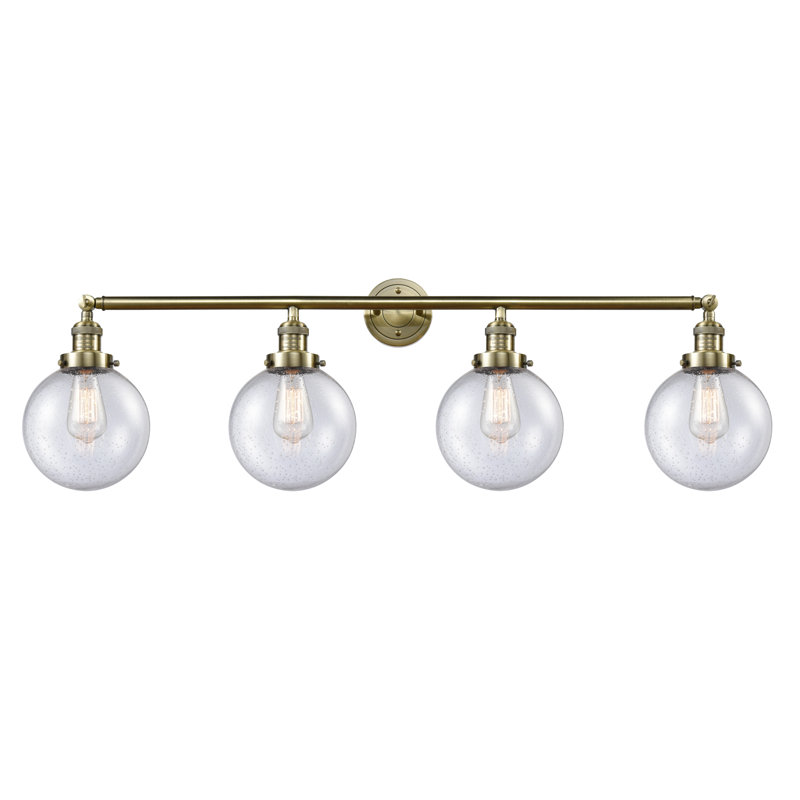 Clementina 4 - Light Dimmable Vanity Light, Seedy, 3.5 Watt Vintage LED Bulb, Antique Brass