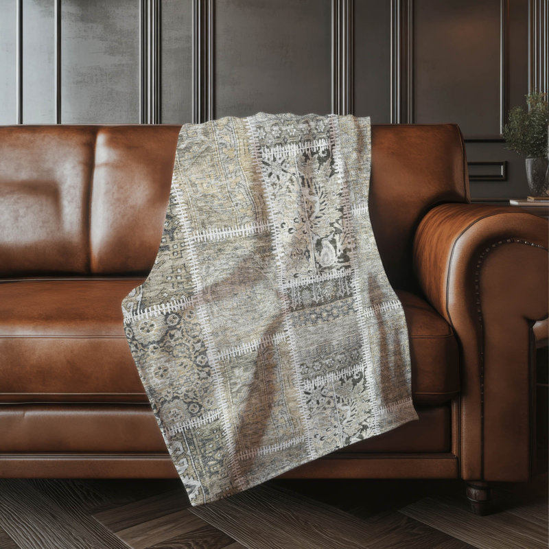 Jeté patchwork Addison Sherpa ASB635, Taupe