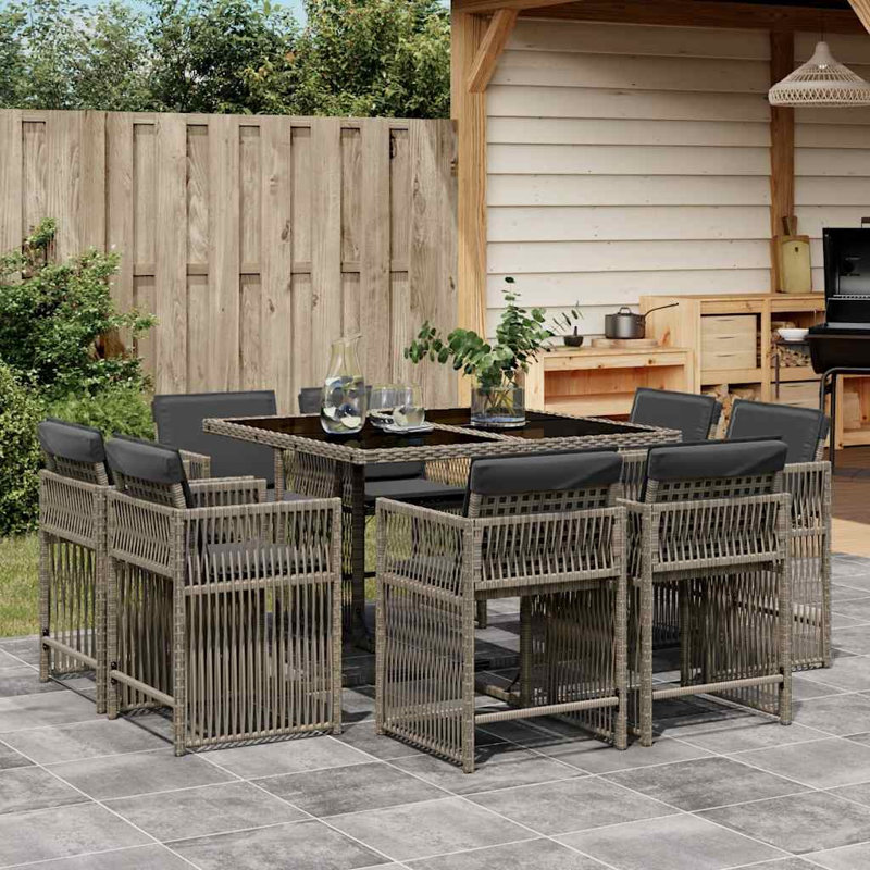 Patio Dining Set with, 73cm H x 110cm W x 106cm D, Grey, Grey
