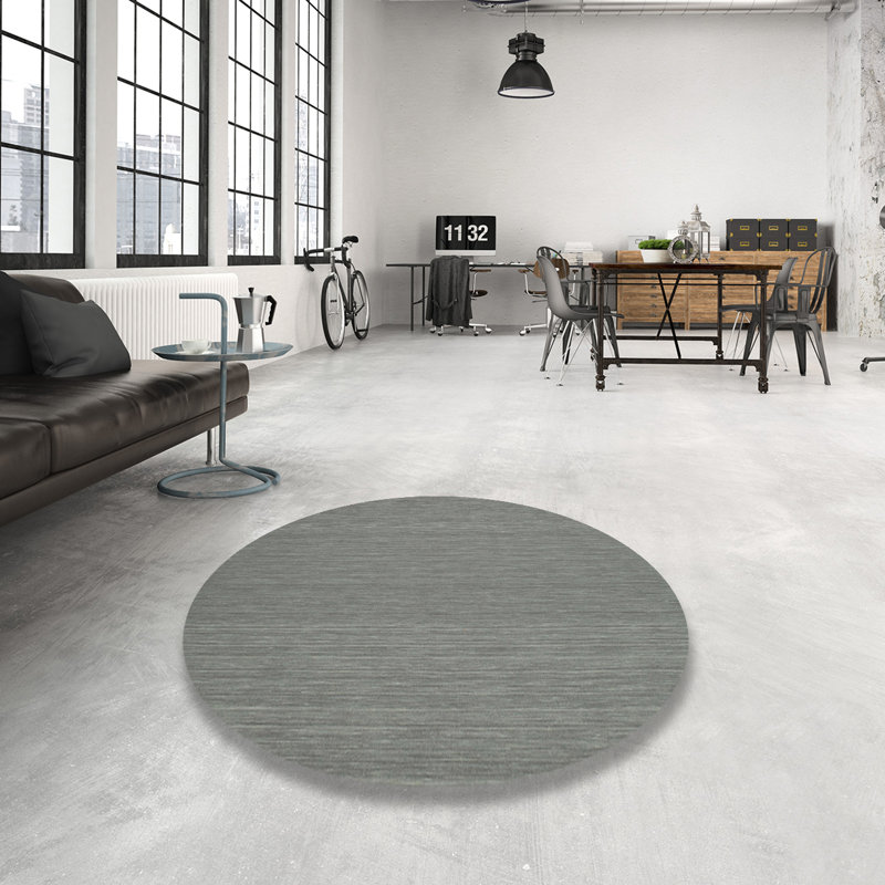 Tapis contemporain gris, Rond 6 pi