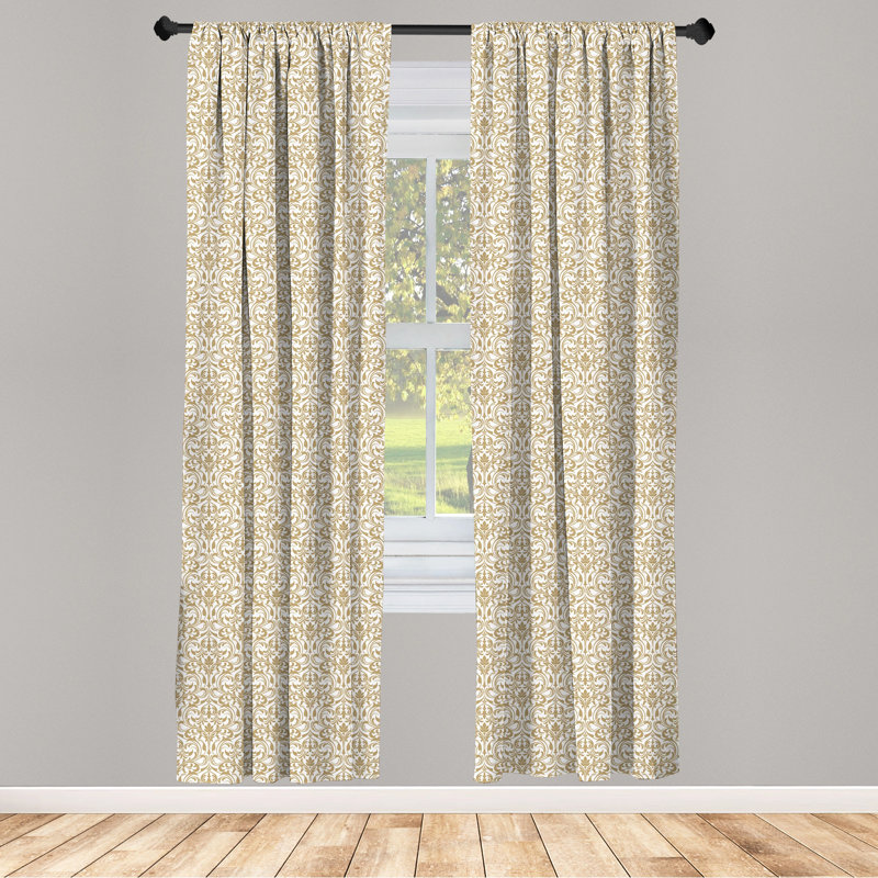 Baroque Damask Semi-Sheer Rod Pocket Curtain Panels, 28" x 84"