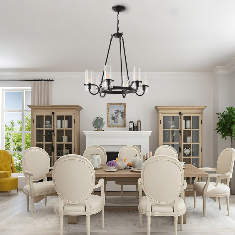 6-light Farmhouse Wagon Wheel Chandelier