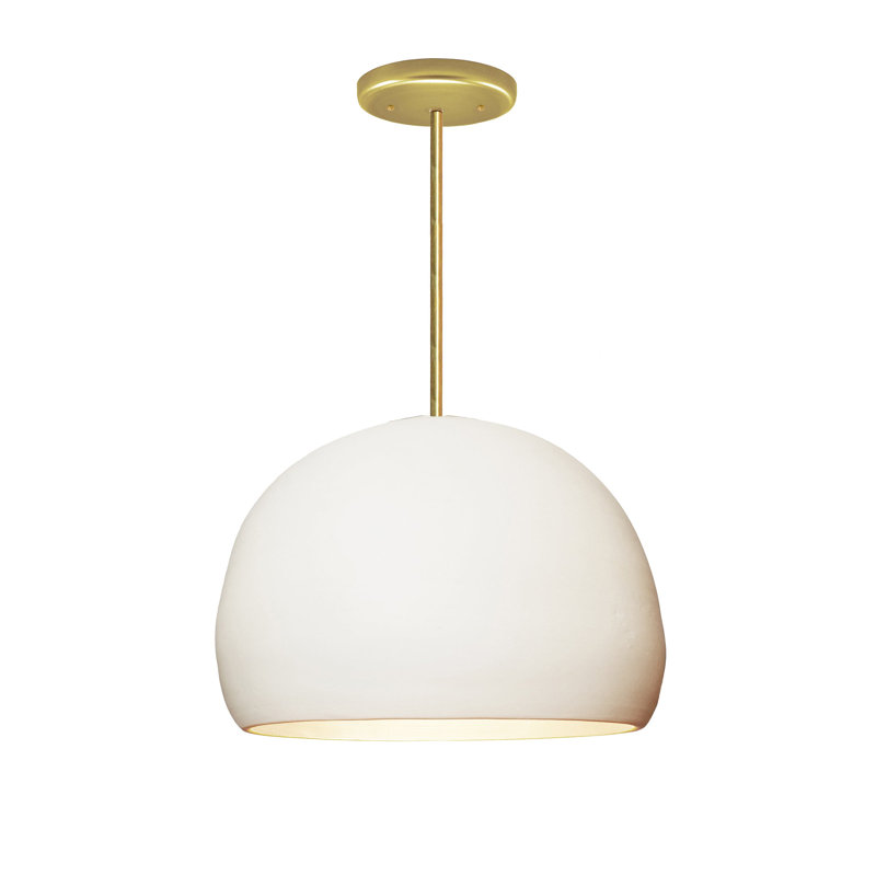 Luminaire suspendu 1 lumière, Laiton, Blanc mat