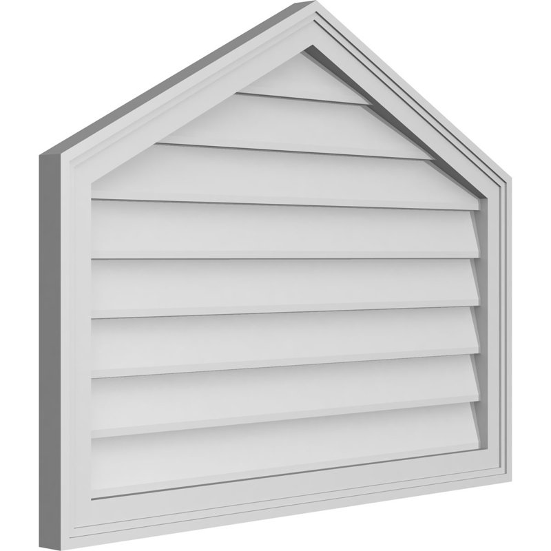 Peaked Surface Mount Signature Urethane Non-Functional Gable Vent 6/12 Pitch Primed Tan, 26" H x 34" W x 1.5" D