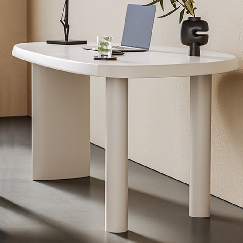 Bureaux blancs ovales en bois massif, H 29,53 po x l 55,12 po x P 27,56 po
