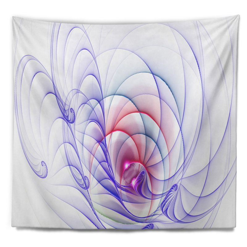 Tapisserie d’illustration artful bleu abstract 3d, H 78 po x l 92 po