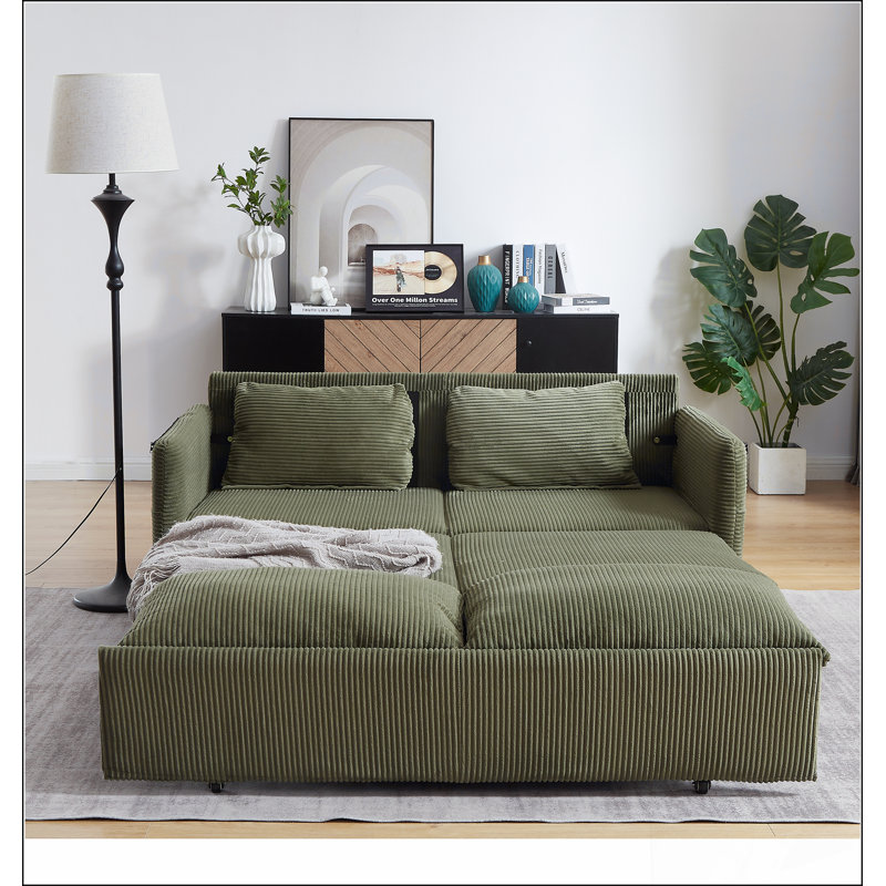 Canapé-lit avec couchette réglable 3-en-1, Vert