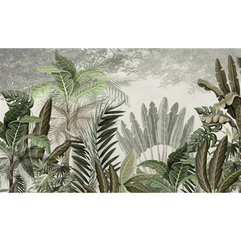Papier peint amovible feuilles d'arbres de forêt tropicale, L 9 po x l 15 po