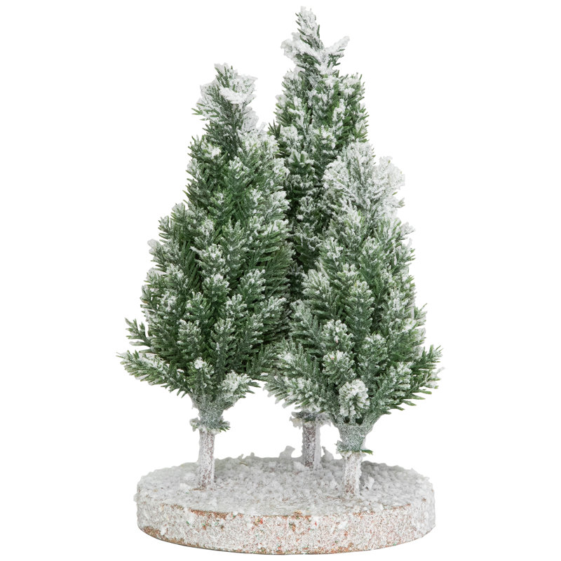 Frosted Trio Of Pine Trees Christmas Decoration - 8" - Unlit