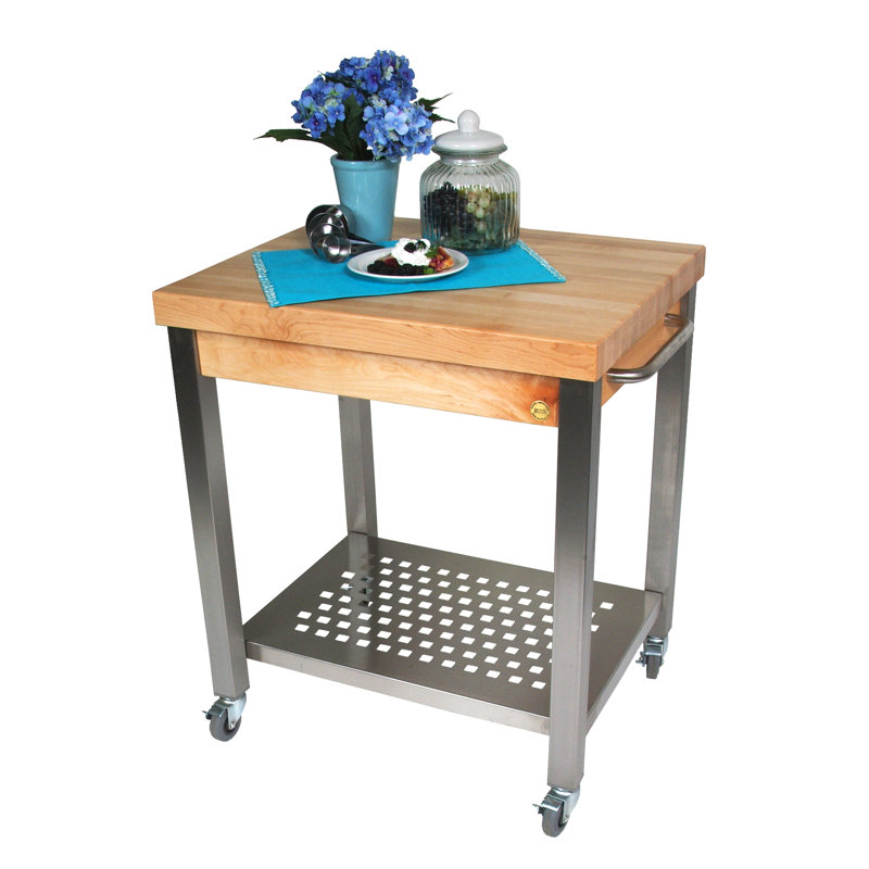 Cucina Prep Table with Butcher Block Top, 4", Not Included