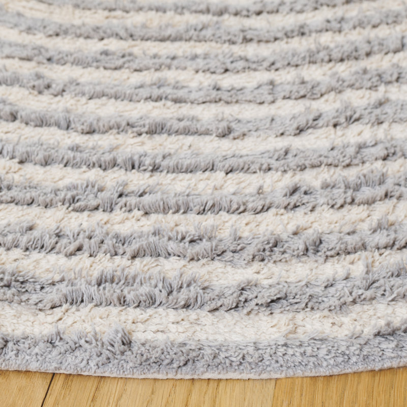 Easy Care 229 Hand Tufted Recycled Cotton Machine Washable Geometric Indoor Use Only Rug, Round 6'