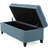 Blue Fabric Storage With Generous Space And Birch Legs - 50.93D X 20.13W 18.30H Stylish In Ideal For Living Room Organization