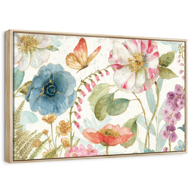 Rainbow Seeds Fleurs sur bois, Cadre flottant en bois naturel, 31 po x 21 po