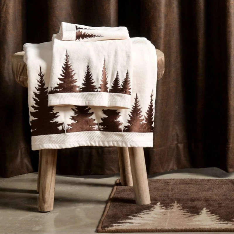 Clearwater Pines Pines Southwestern Rustic Lodge 3 Piece Towel Set, Cream