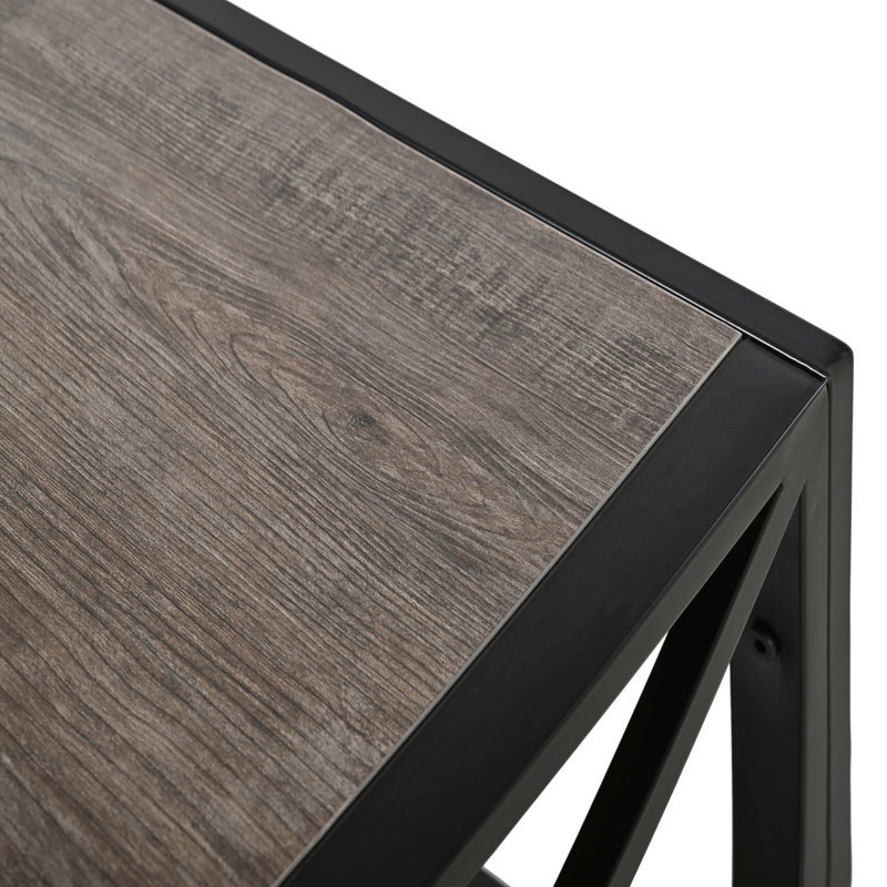 Table basse moderne pour chambre à coucher et salon, verre trempé et panneau de fibres à densité moyenne rustique, table basse de style industriel