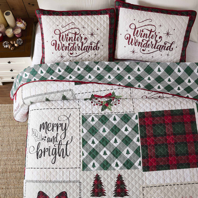 Avanti Linens Patchwork Plaid Quilt Set, Twin Quilt + 1 Sham