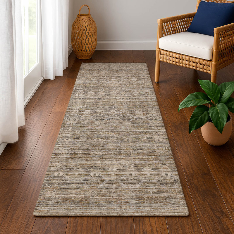 Premium Machine Washable Lubbers AMF1746 Stripe Rug, Runner 2'3" x 7'6"