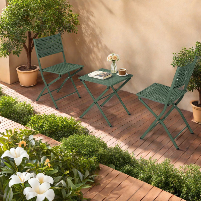 Ensembles de salle à manger portatifs, ensemble bistro en acier, jardin moderne avec balcon compact