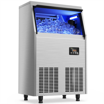 Machine à glaçons commerciale Coolski, machine à glaçons 200 lb / 24 heures avec capacité de rangement de 35 lb, 45 glaçons en 12 à 15 minutes