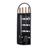 Modern Ember Noah 5 Piece Fireplace Tool Set in Black