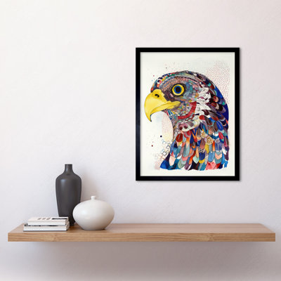 Bald Eagle Bird Folk Art Multicoloured Pattern Illustration Art Print Framed Poster Wall Decor 12x16 inch