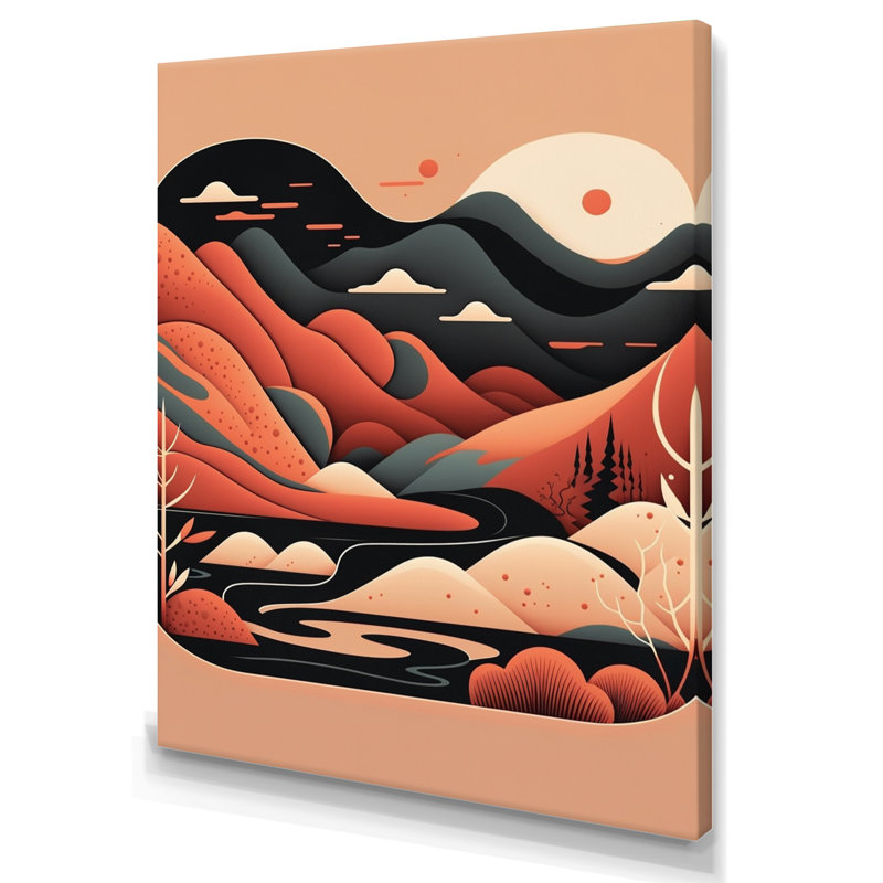 «Pine Tree in Graphic Terra Cotta Mountains I», reproduction sur toile, H 44 po x l 34 po x P 1,5 po, Toile tendue