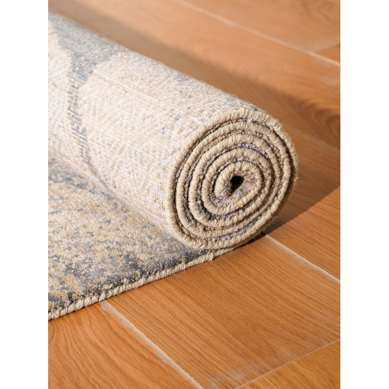 Hand Knotted Loom Wool Eco-Friendly Area Rugs  - Rectangle, Grey Color, Abstract Modern Design, High Pile Thick Handmade Anti Skid Area Rugs for Living Room, Bed Room