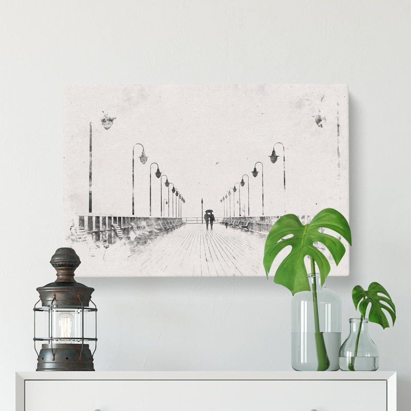 Couple Upon The Pier - Wrapped Canvas, 60cm H x 91cm W x 3cm D
