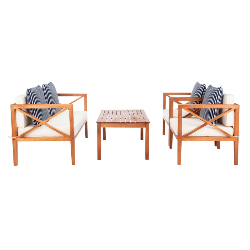 Mondovi Eucalyptus 4 - Person Patio Conversation Set with Cushions, Natural