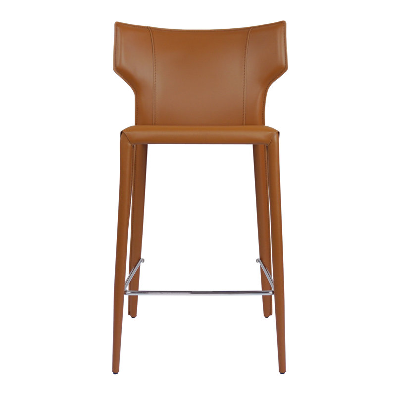 Katlyne Upholstered Counter Stool with Metal Frame, Brown