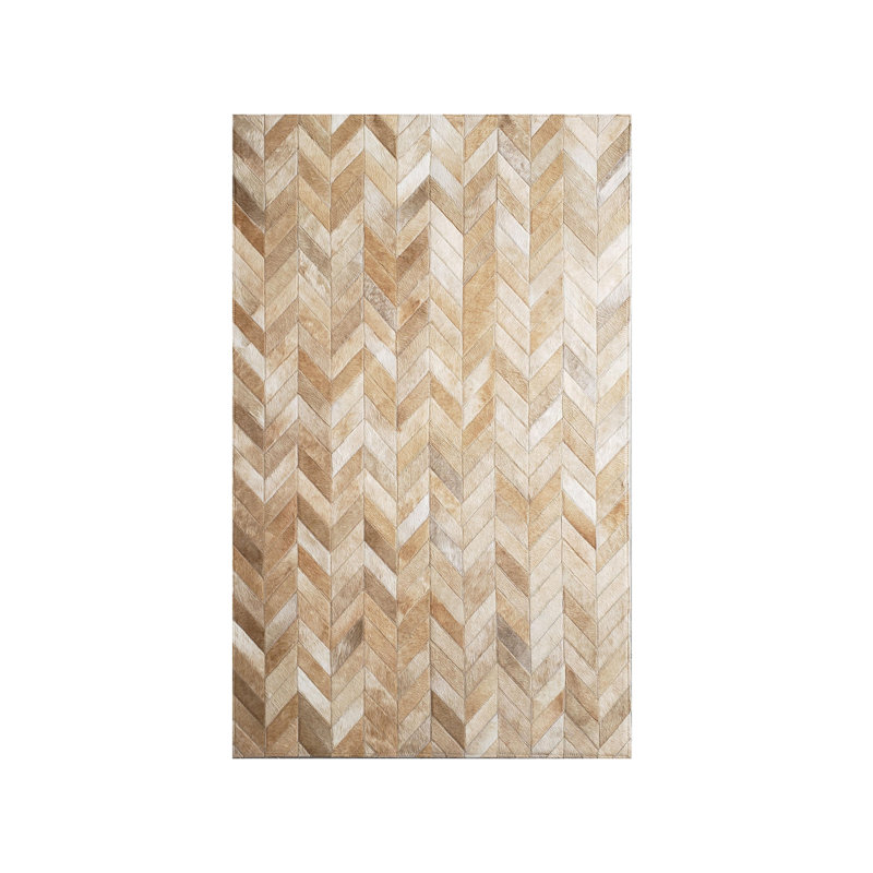 Tapis brun clair en cuir de vache Charlie-Joe, Rectangle 4 pi x 6 pi