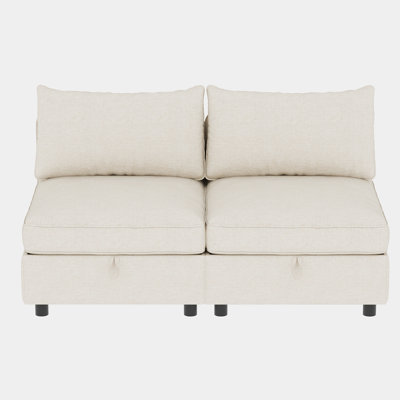 Armless Seat For Modular Sectional Sofa, Convertible Sofa Seat With Storage, Sleeper Sectional Sofa Set, Fabric Flexible Modular Combinations For Living Room(2PCS)