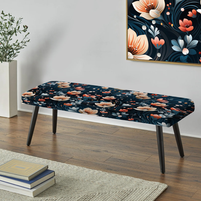 Banc noir rembourré Botanical, Rêves romantiques de pêche amoureuse