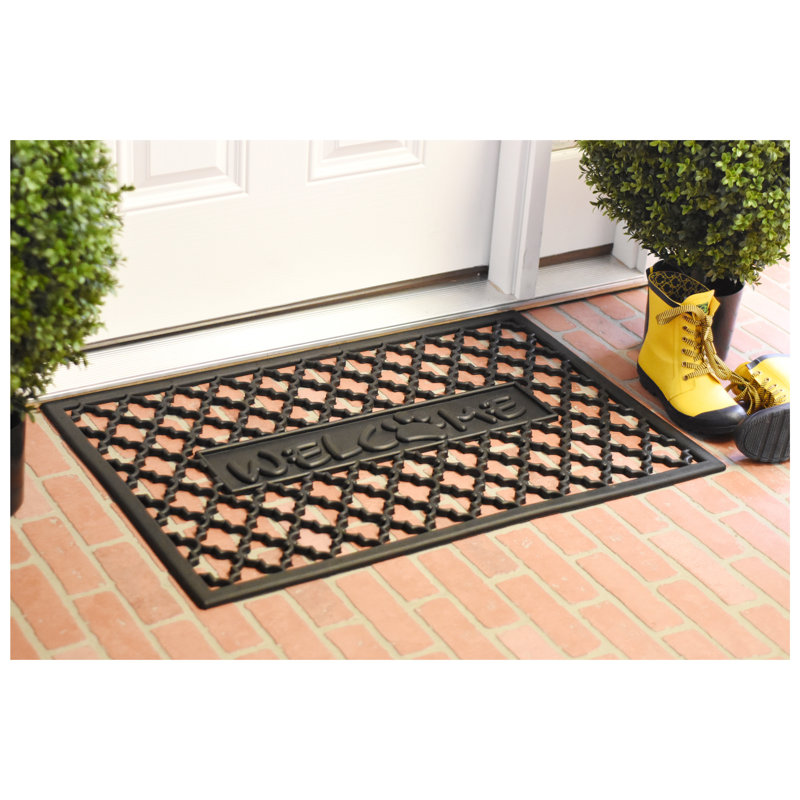 Tapis d'extérieur antidérapant en caoutchouc 36 po x 24 po Asherville Welcome Paw