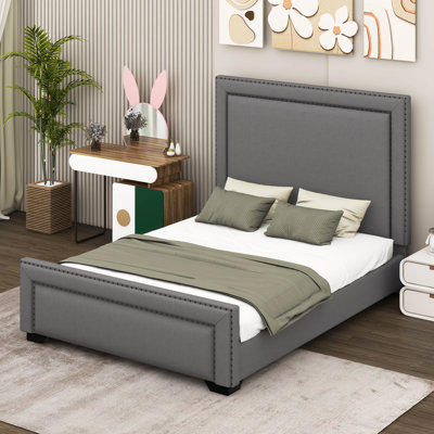 Queen Size Upholstered Bed ,Modern Upholstered Bed With Wooden Slats Support, No Box Spring Needed, Easy Assembly -  Everly Quinn, B6F21BA24E2F4E4EB95763EECE203468