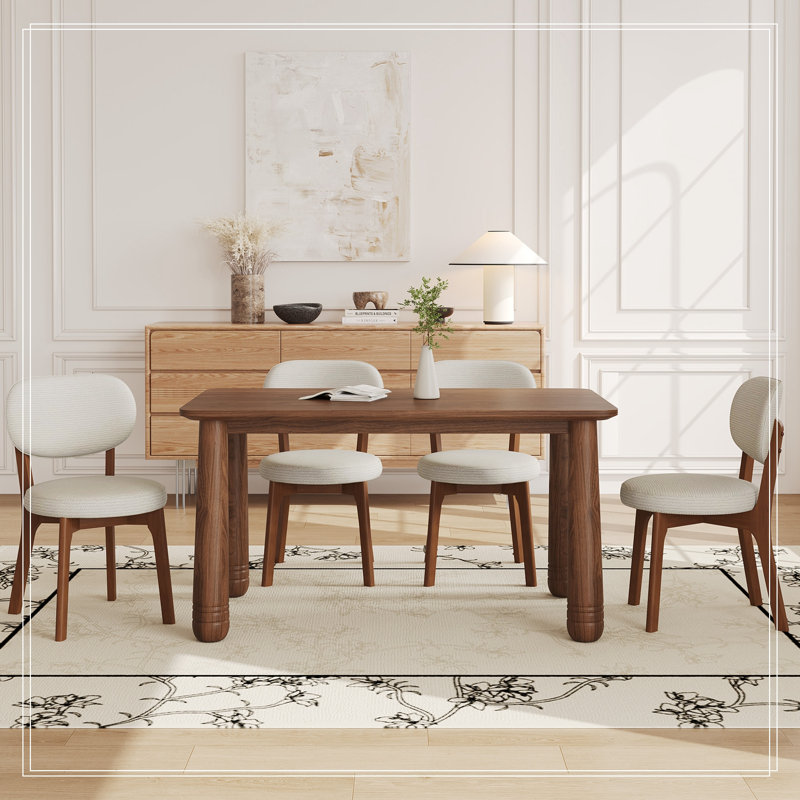 5 pièces Karoline avec 4 chaises rembourrées, Walnut