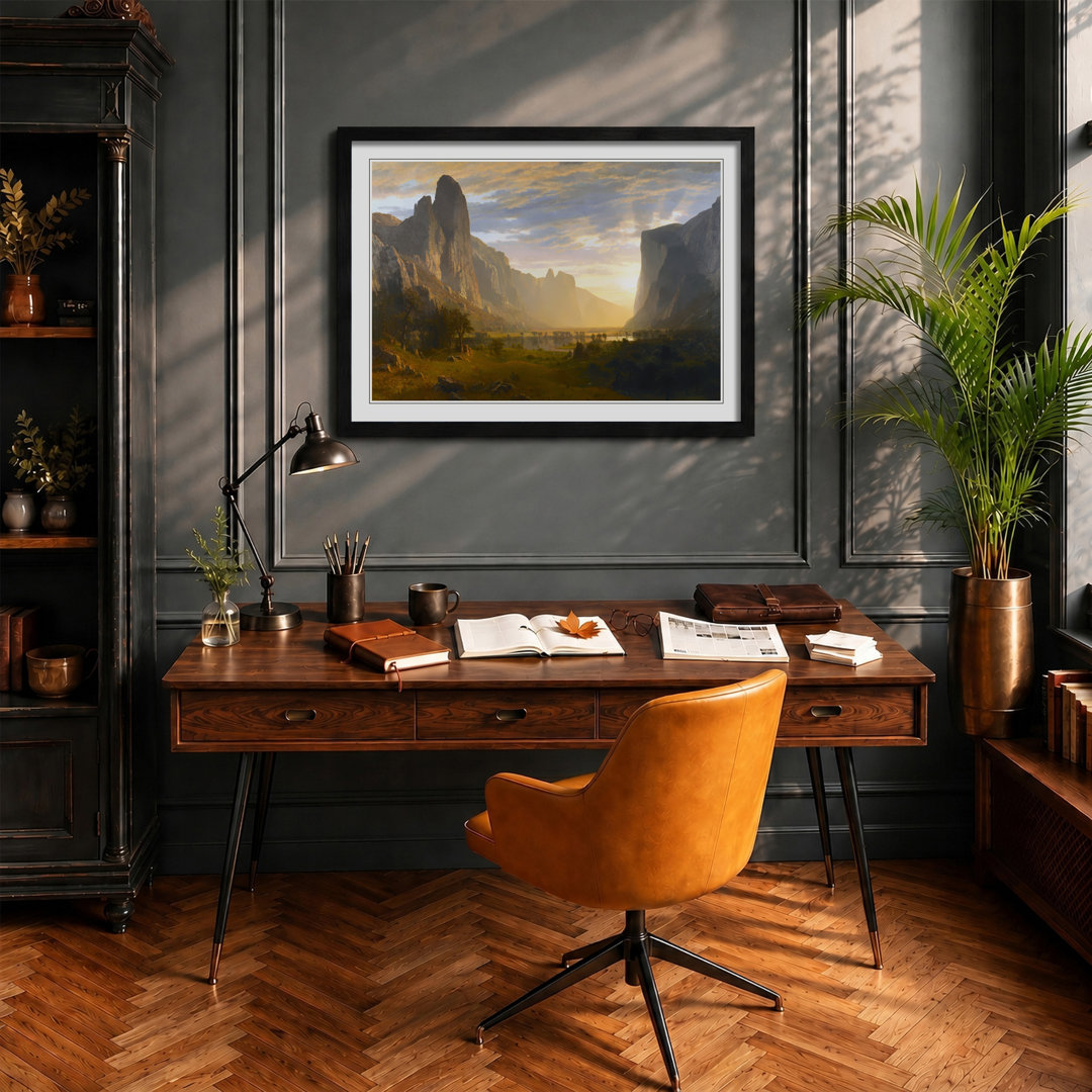 Looking Down on Yosemite Valley by Albert Bierstadt - Framed Print