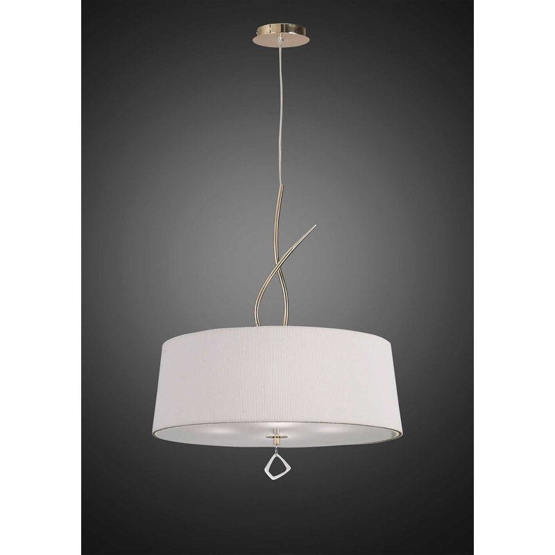 Eurich 4 - Light Drum Pendant, French Gold, Ivory White