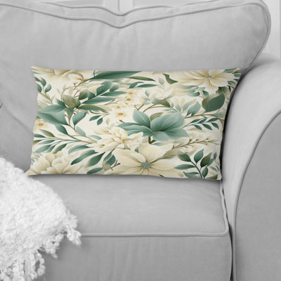 Subdued Oasis Boho Pattern I - Floral Printed Throw Pillow
