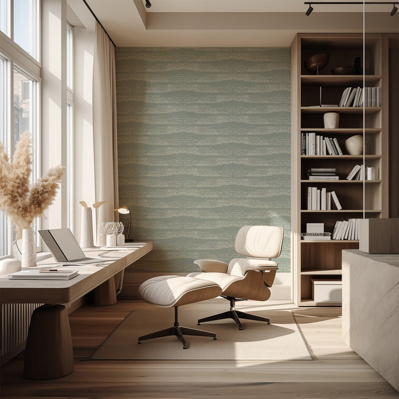 Revel Reflections 10' L x 24" W Wallpaper Tile, Ash Blue, Faux Grasscloth, Non-pasted