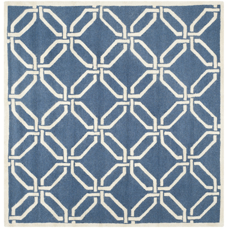 Geometric Wool Hand Woven Area Rug, Square 183cm
