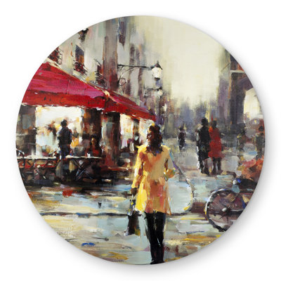 Woman Walking in Paris Outdoor Area Rug | Home Decor Accent
