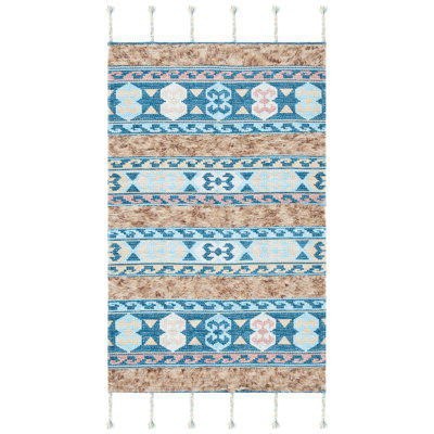 Tapis bleu en laine Joppatowne
