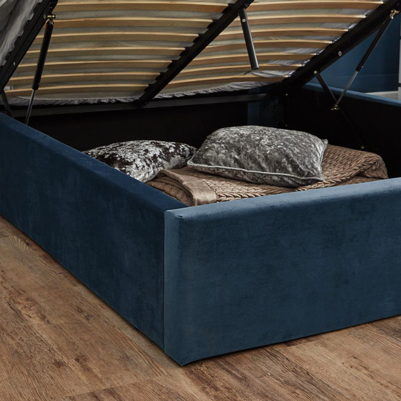 Jayne Upholstered Ottoman Bed, Blue, Double (4'6)
